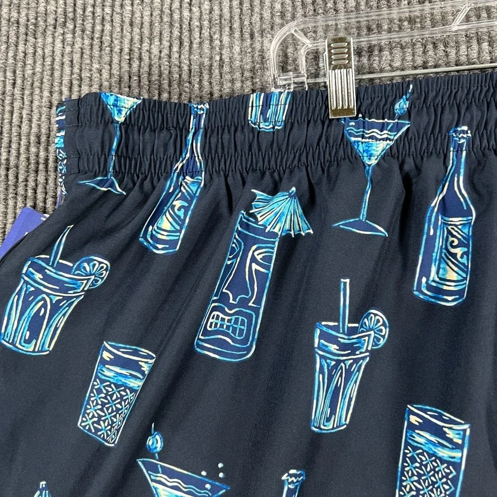 Caribbean‎ Swim Shorts Mens 4XB Big Blue Geometric Lined Ocean Beach Pool New